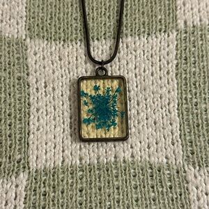 Floral Pendant Necklace with Black Cord